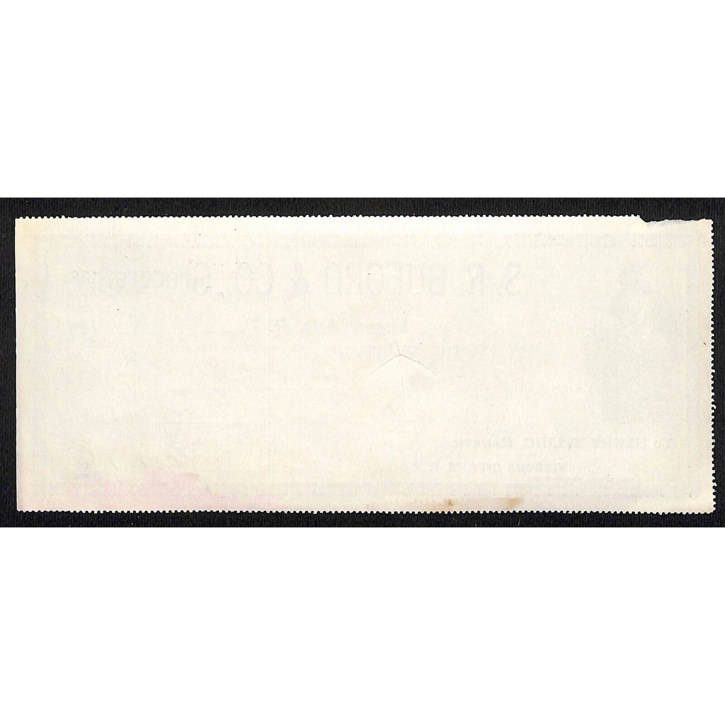 1888 Henry Elling Virginia City Montana Territory S.R. Buford Grocers Check #303