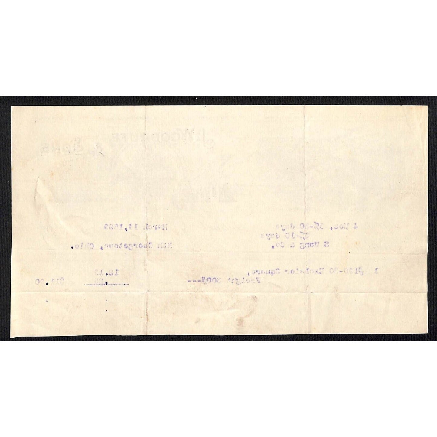 J. Woodruff & Sons Stoves Ranges 1899 Billhead Samuel Wang* N. Georgetown, OH