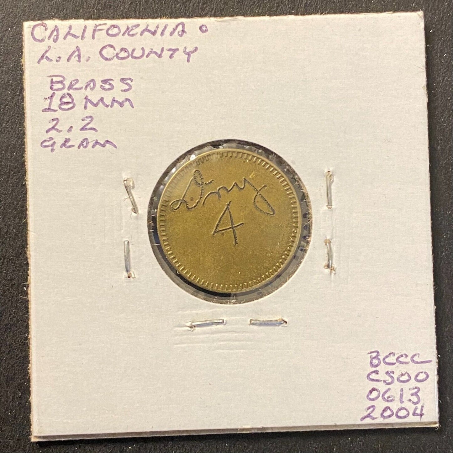General Telephone Company of California Test Coin Brass 18mm 2.2g VGC Scarce