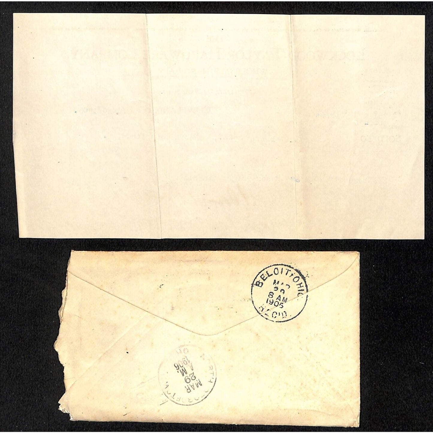 Lockwood-Taylor Hardware Samuel Wang Co* N. Georgetown 1903 Billhead 1906 Cover