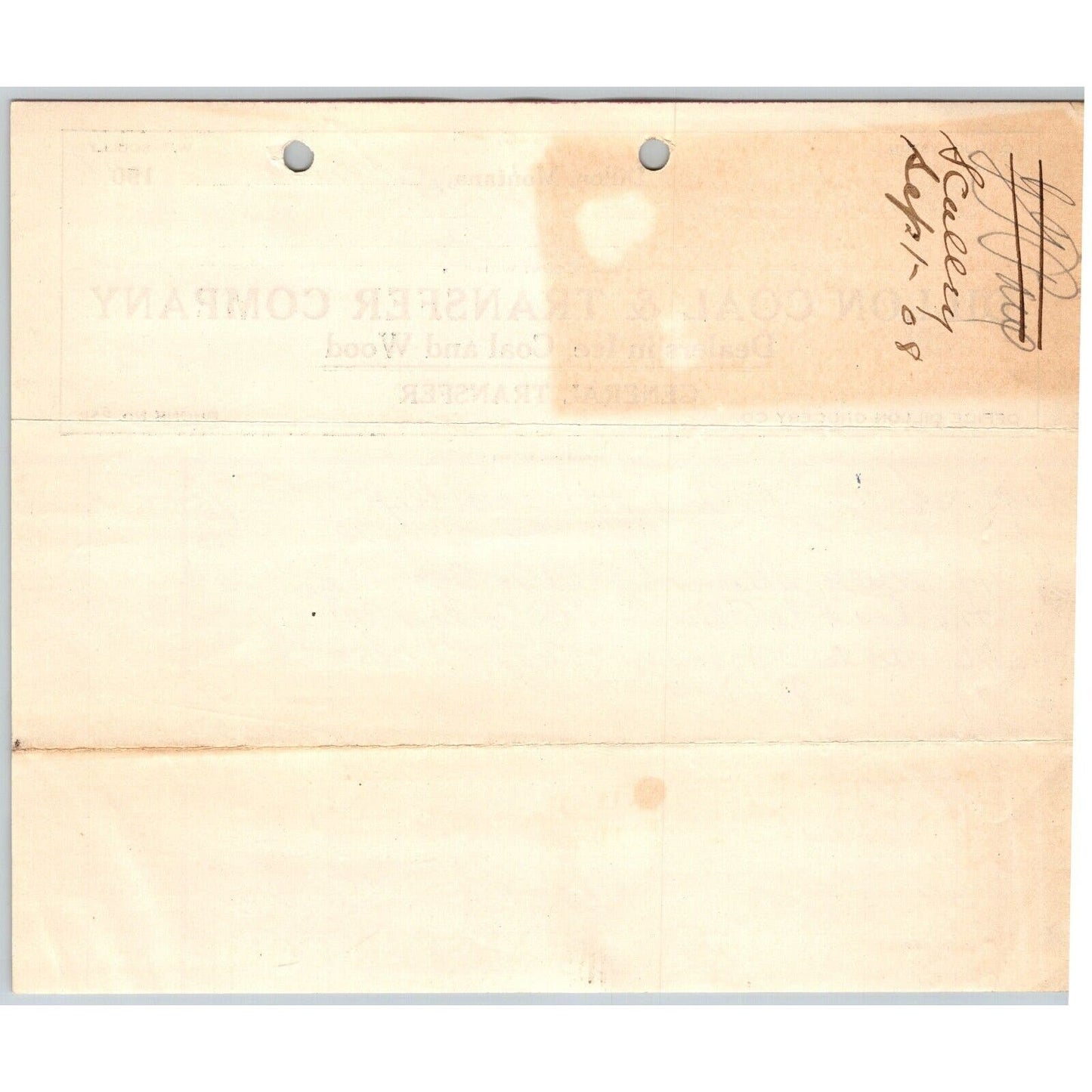 Dillon, MT Dillon Coal & Transfer Co Ice Wood Sept 1908 Billhead G.T. Paul*
