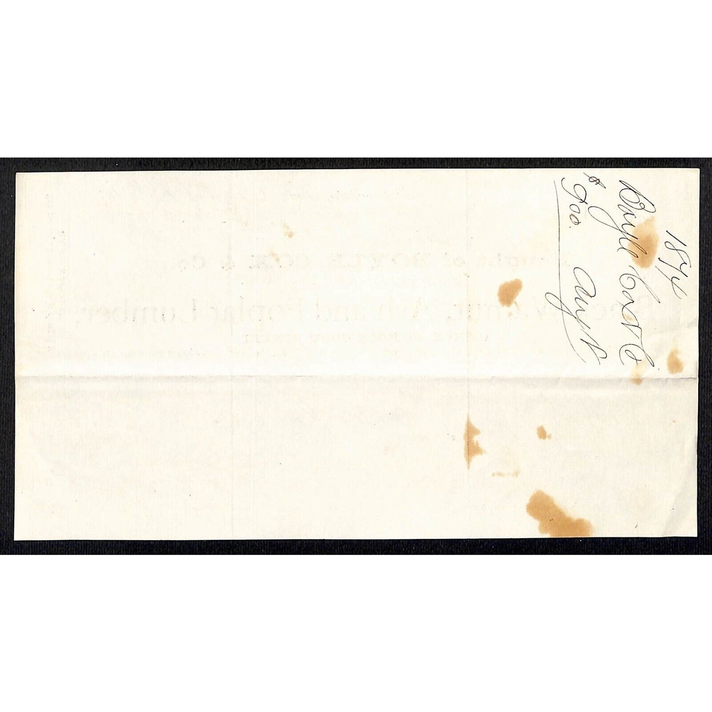 Boyle, Cox & Co. Indianapolis, IN Lumber 1874 Billhead for 14,400 Ft. of Walnut