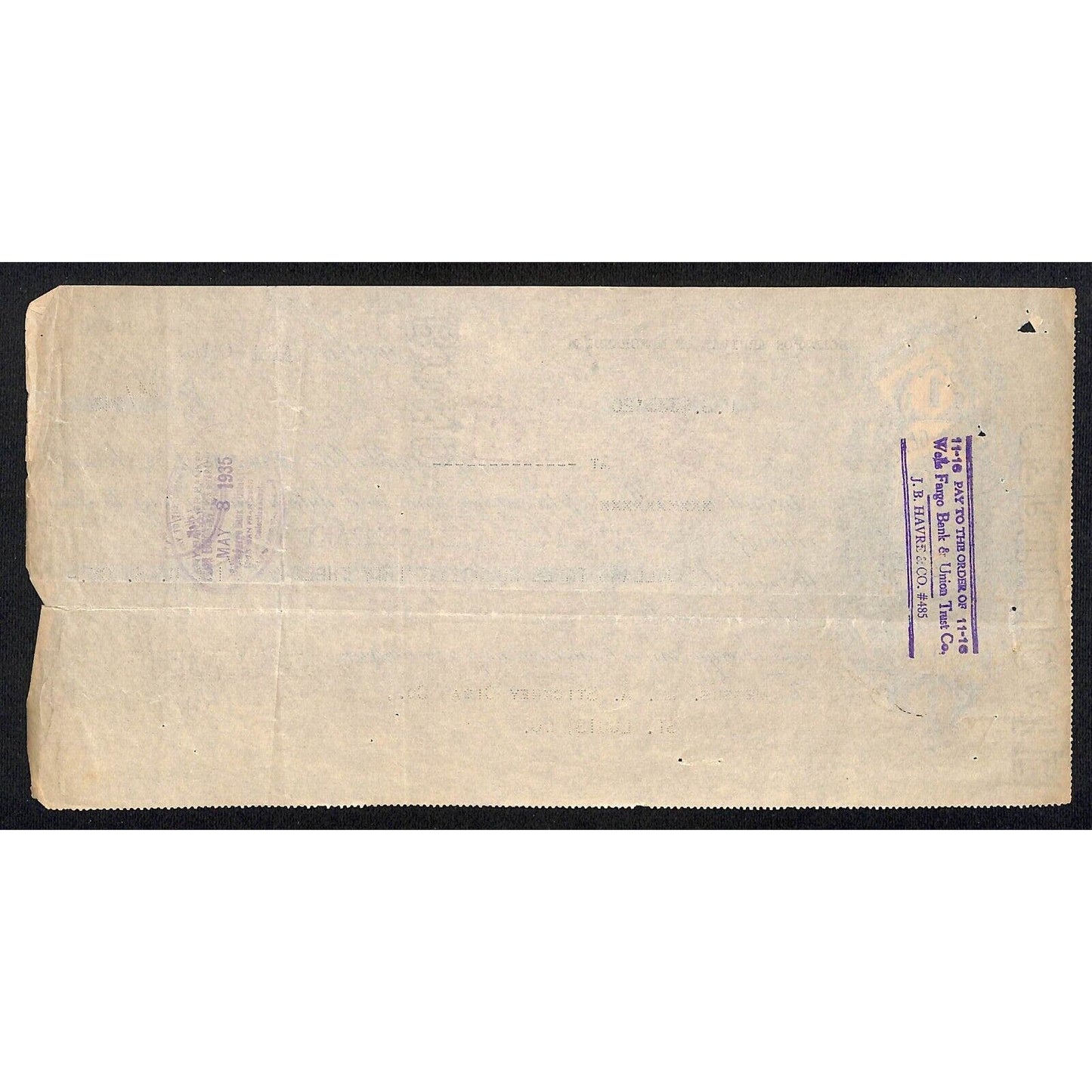 1935 Manila J.B. Harve & Co. / Stickney Cigar Co. First of Exchange #904