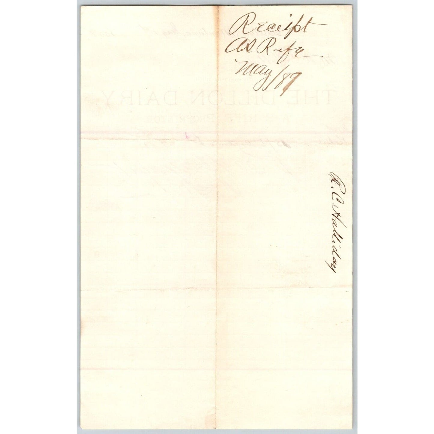 Dillon MT A.S. Rife Dillon Dairy 1889 For Cream Billhead R.C. Halliday*