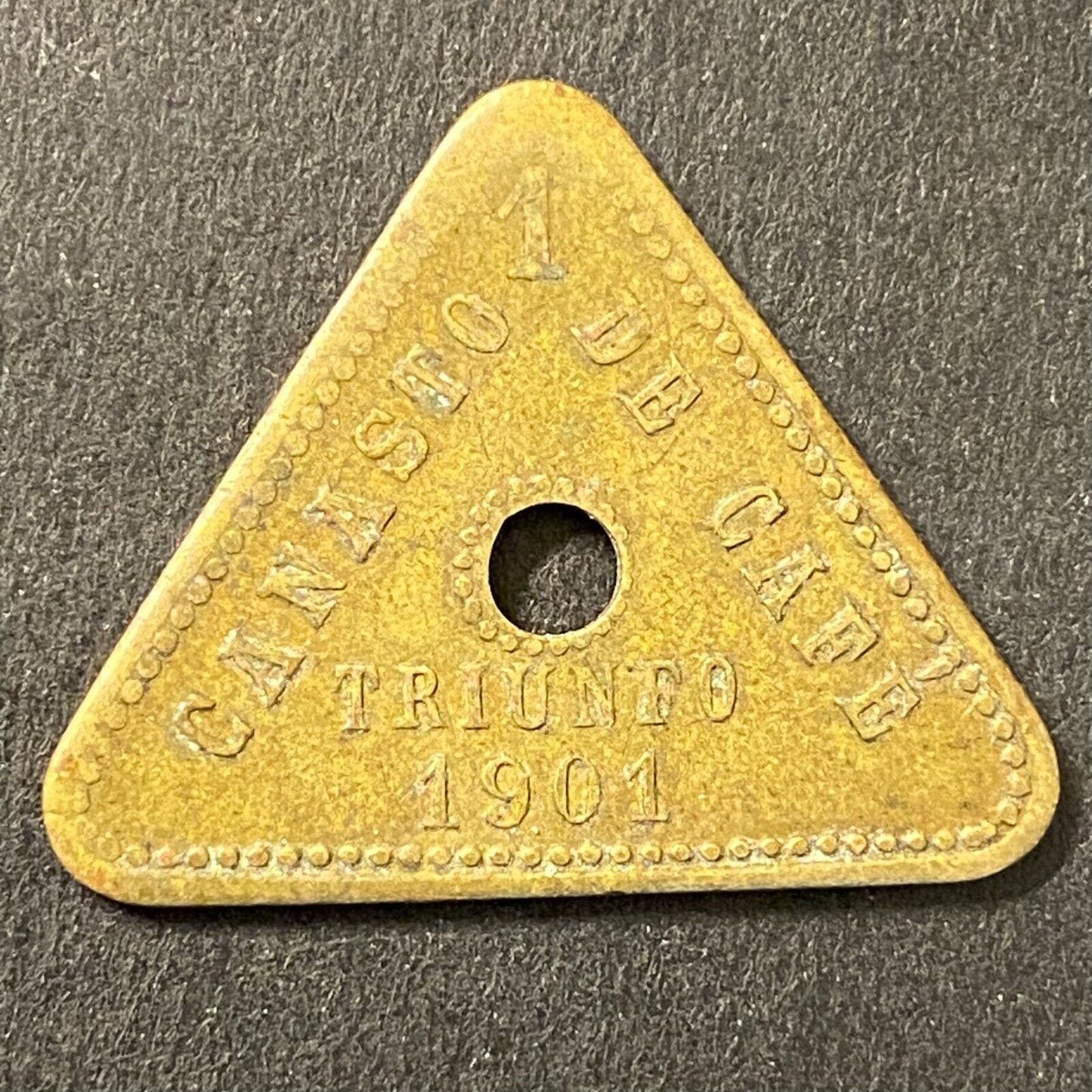 Triunfo Mexican Coffee Plantation Token 1901 Canasto Cafe "1" 26mm (#9)