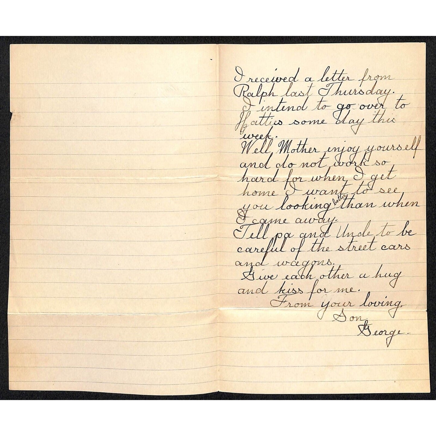 1905 ALS to Parents re: Camping & Hunting & "Be Careful of the Streetcars"