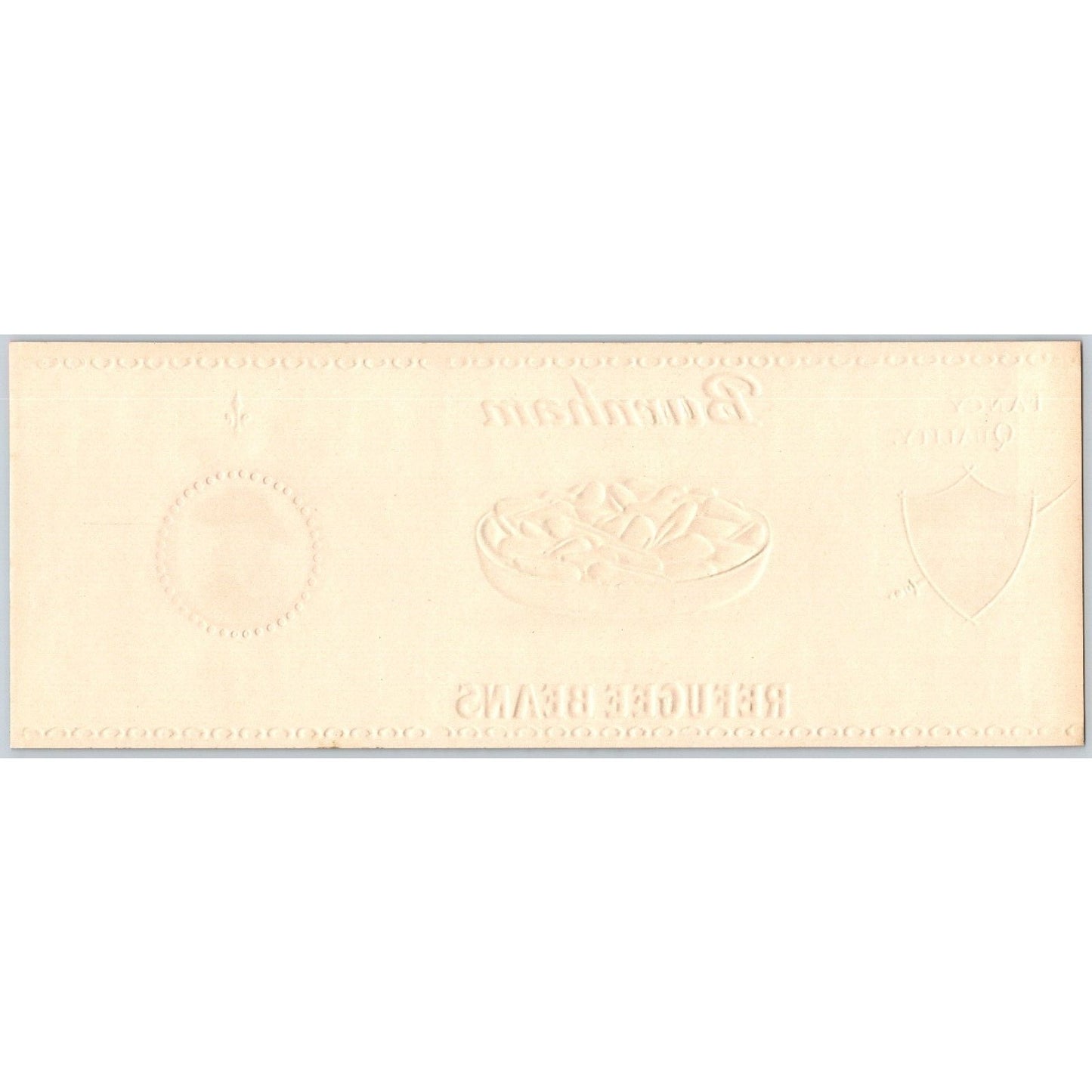Refugee Beans Burnham Brand Edgett Newark Paper Can Label c1940's NOS VGC