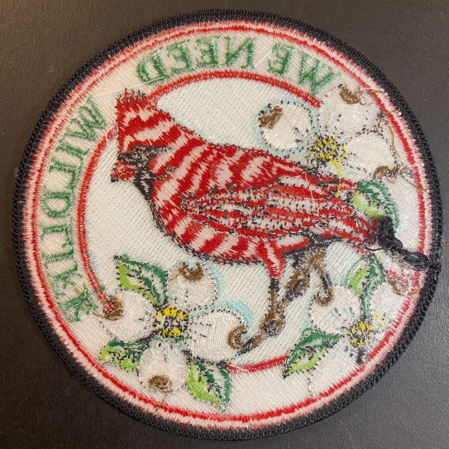 "We Need Wildlife" Cardinal Bird (PA Game Comm) Embroidered Patch 3 7/8" c1980's
