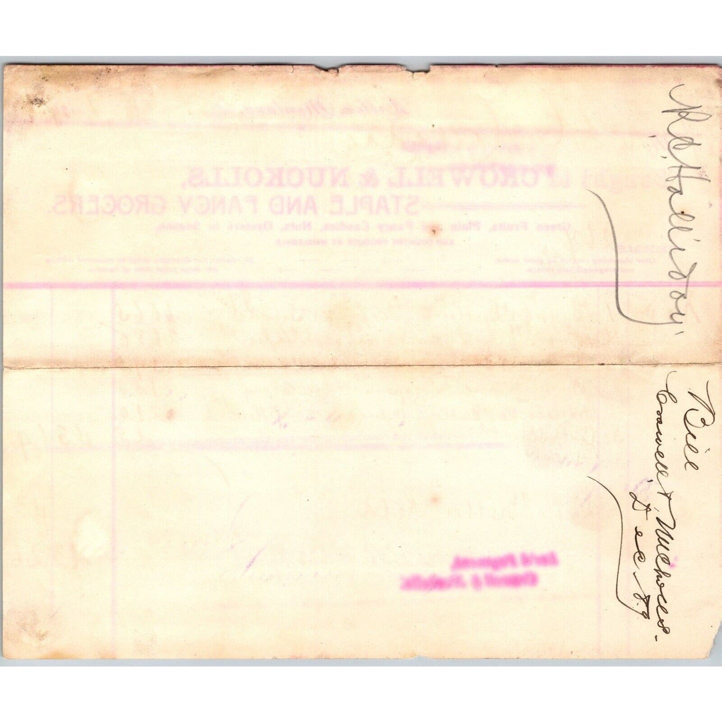 Dillon MT Crowell & Nuckolls Dec. 1889 Billhead Fancy Groceries R.C. Halliday*