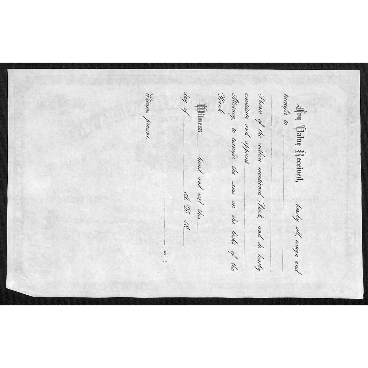 The Briggs National Bank of Clyde NY c1880* Stock Certificate Unissued #128