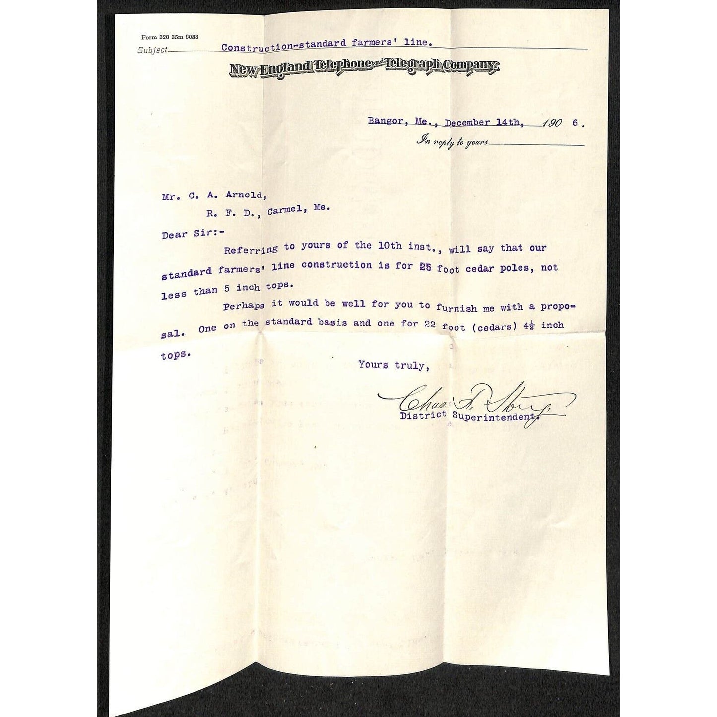 Portland ME New England Telephone and Telegraph Co. 1906 2 Letterheads & Cover
