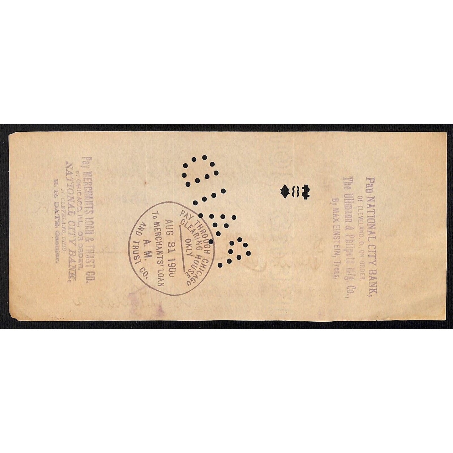 FNB Urbana, IL $8.60 1900 Bank Check Revenue Stamp w/ University Bldg. Vignettes
