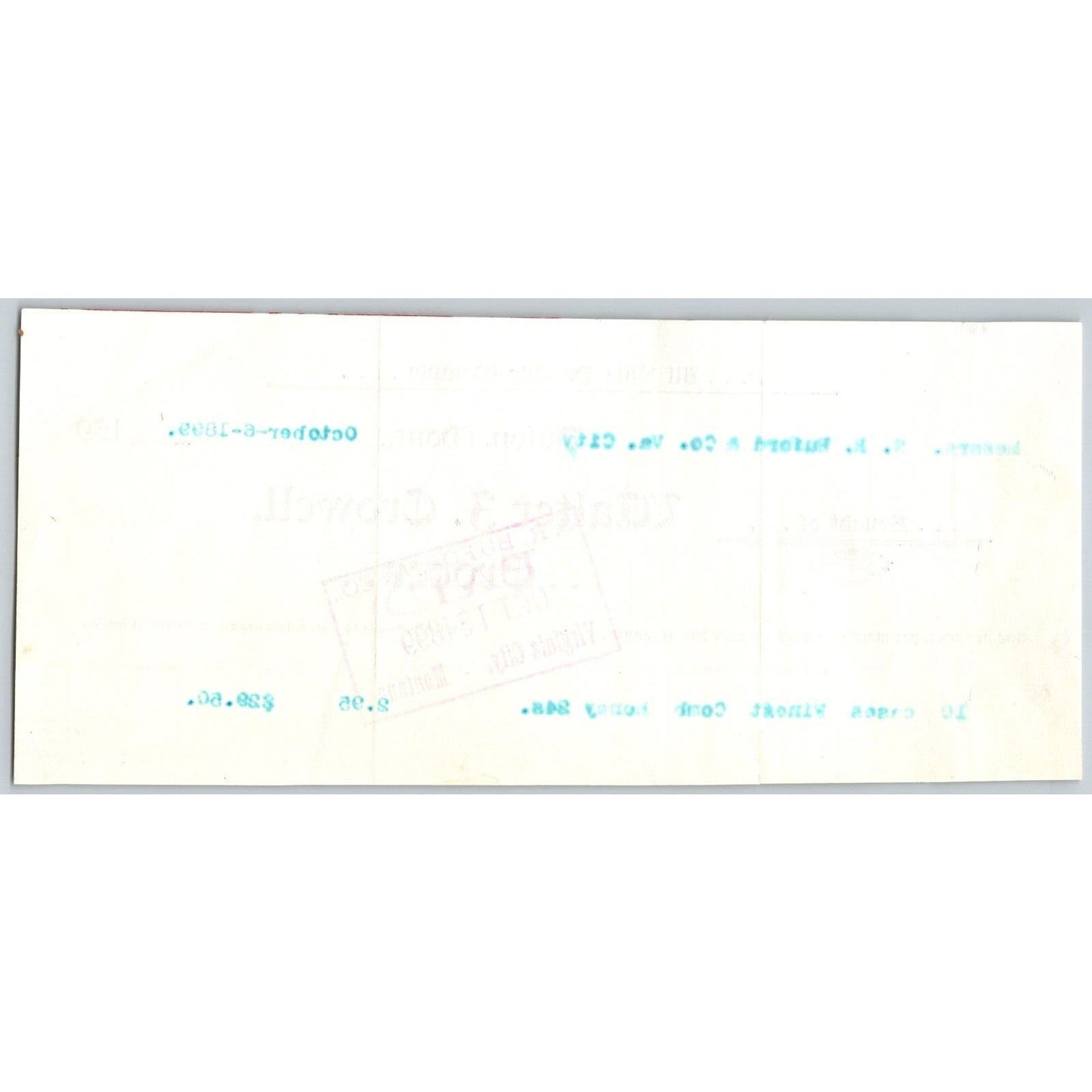 Dillon, MT Walter J. Crowell Grocer 1899 Billhead S.R. Buford* Virginia City