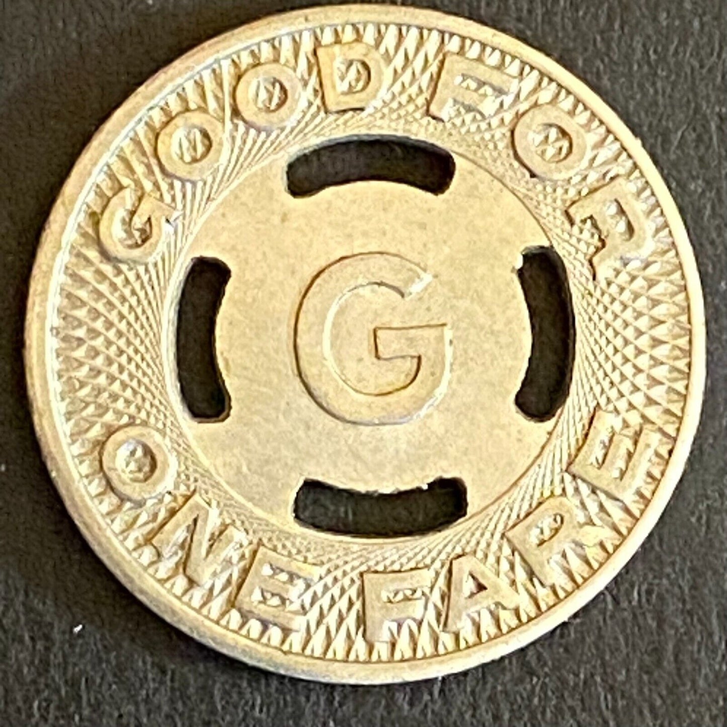 Goshen Motor Coach Corp. G/F One Fare Transit Token 16mm