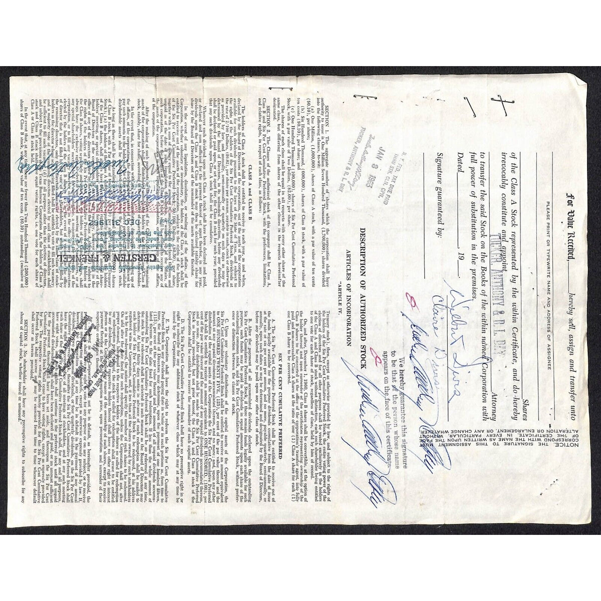 Red Fish Boat Company Clarksville, TX 1962 Stock Certificate Pleasure Boat