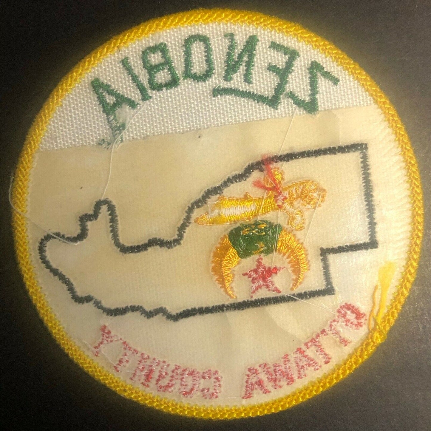 Vintage c1970's Zenobia Ottawa County Masonic Sword Crescent Embroidered Patch