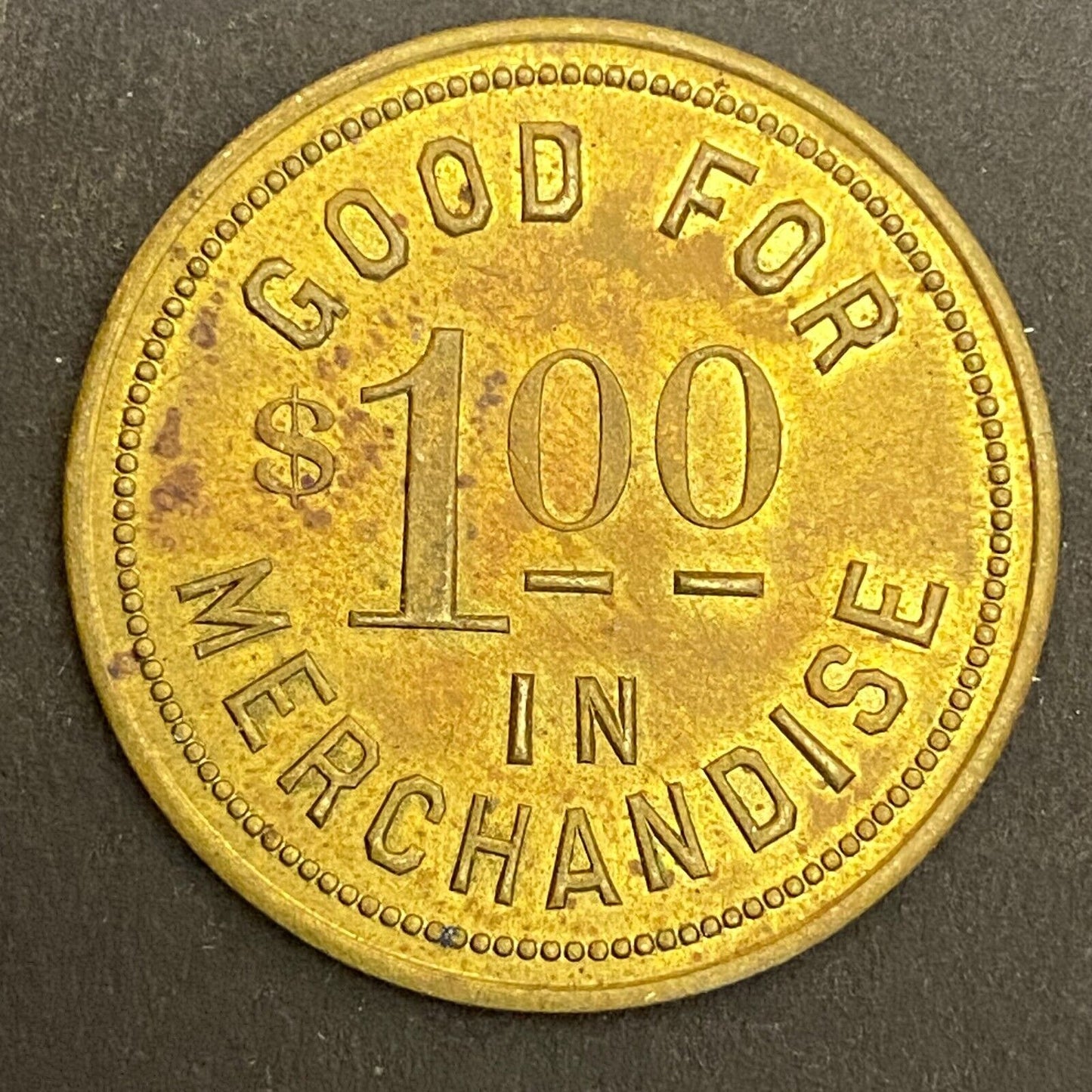 Charles Stratig Candy Store Duluth Hibbing c1921-30's G/F $1.00 Token 31mm (#2)