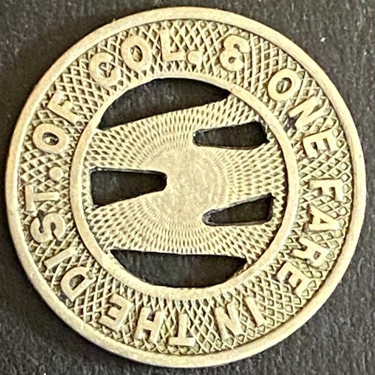 Capital Transit Co. G/F Wash, DC "One Fare in the Dist. 3" Token 16mm (#3)