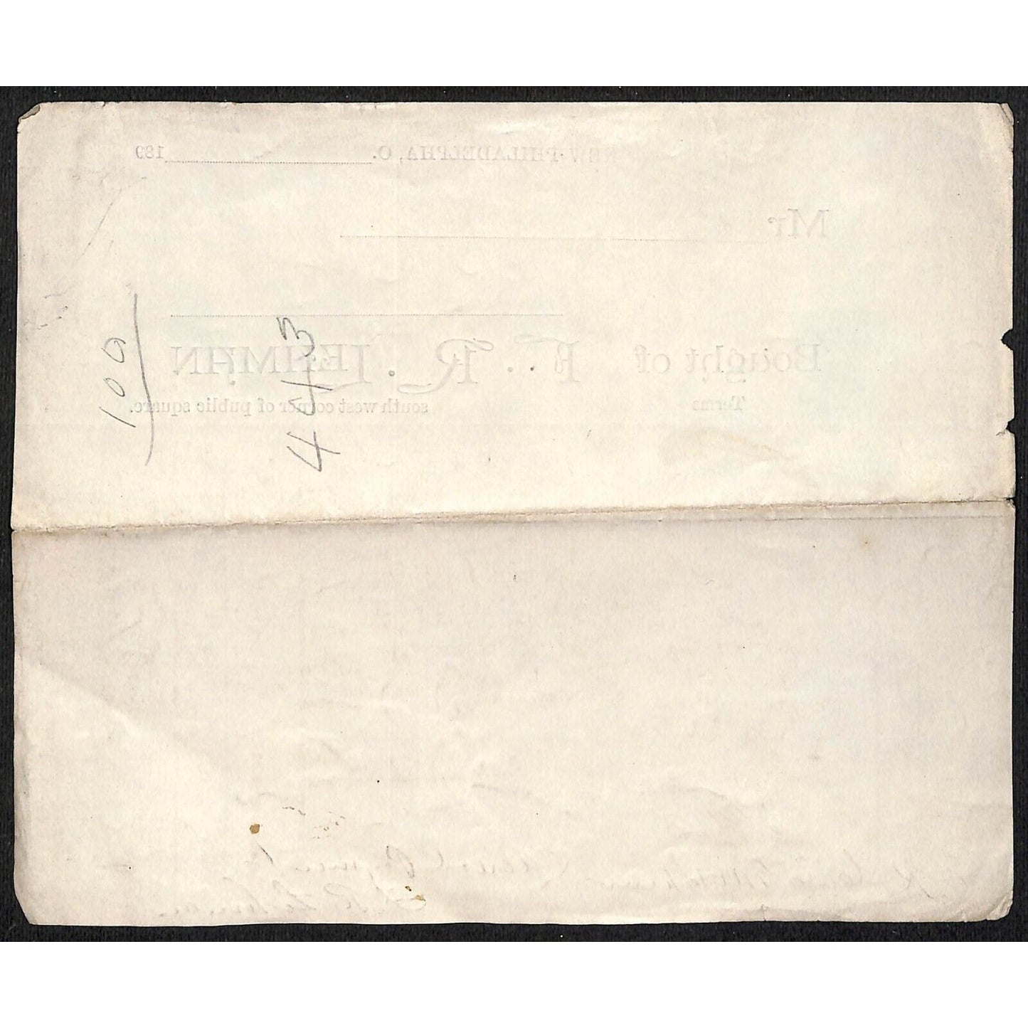 F.R. Lehman New Philadelphia 5c & 10c Store 1892 Billhead Scarce