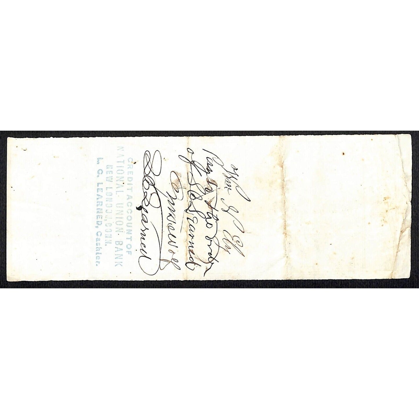 James A. Bill* 1875 Thames National Bank Lyme CT on Rev Stamp Check Stock (#15)
