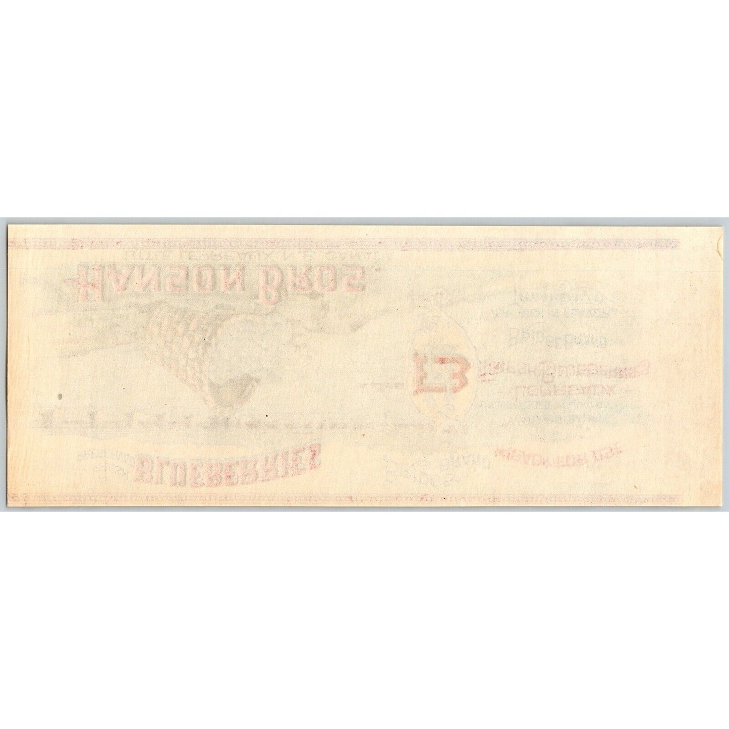 Hanson Bros. Bridge Brand Blueberries Canadian Paper Can Label c1903 - Scarce