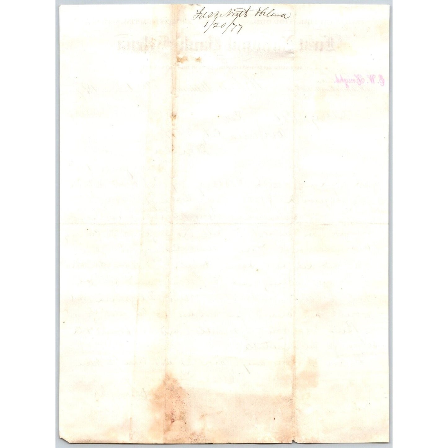 First National Bank of Helena, MT 1877 ALS Letterhead to Henry Elling*