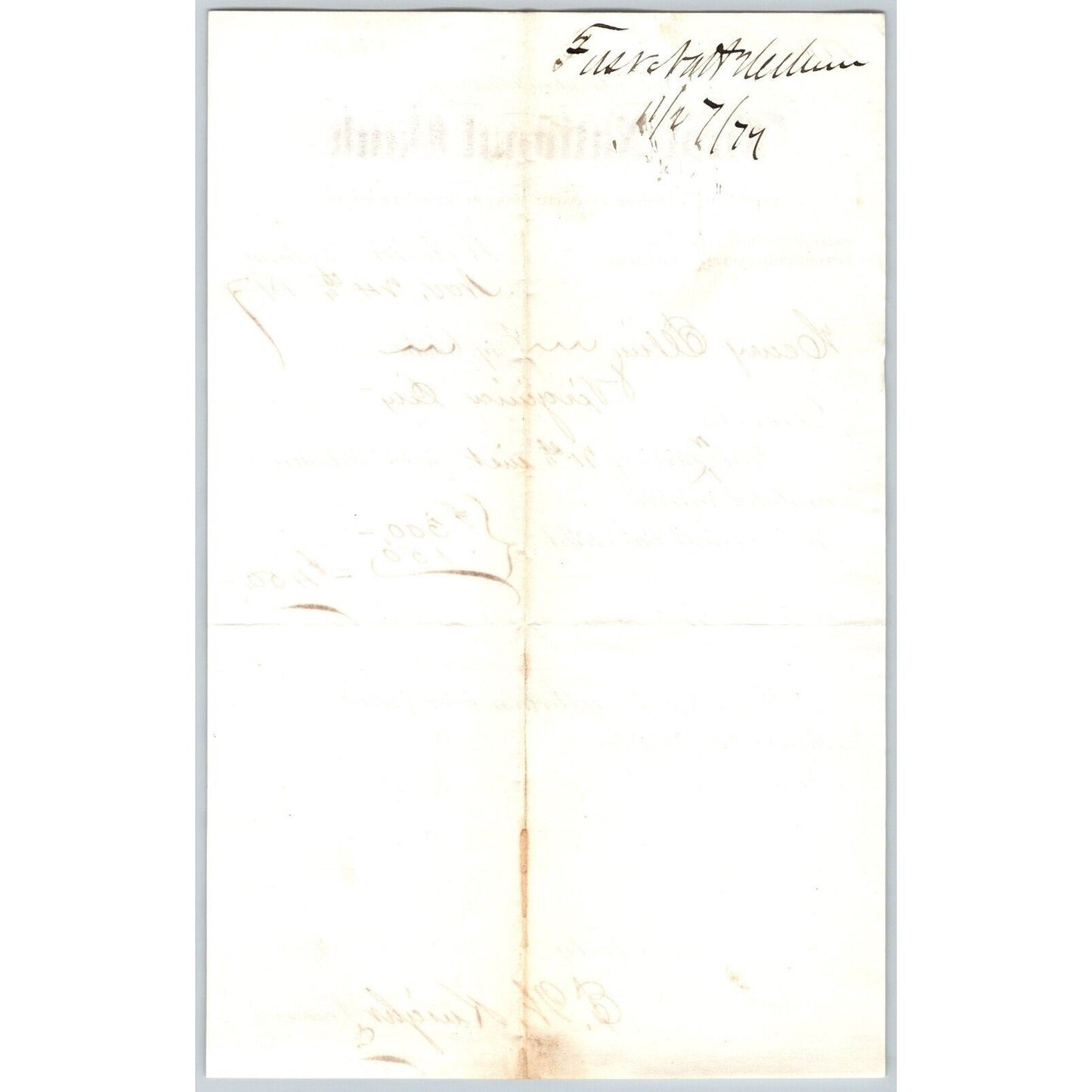 First National Bank Helena, MT 11/24 1877 Payment Advice Henry Elling*
