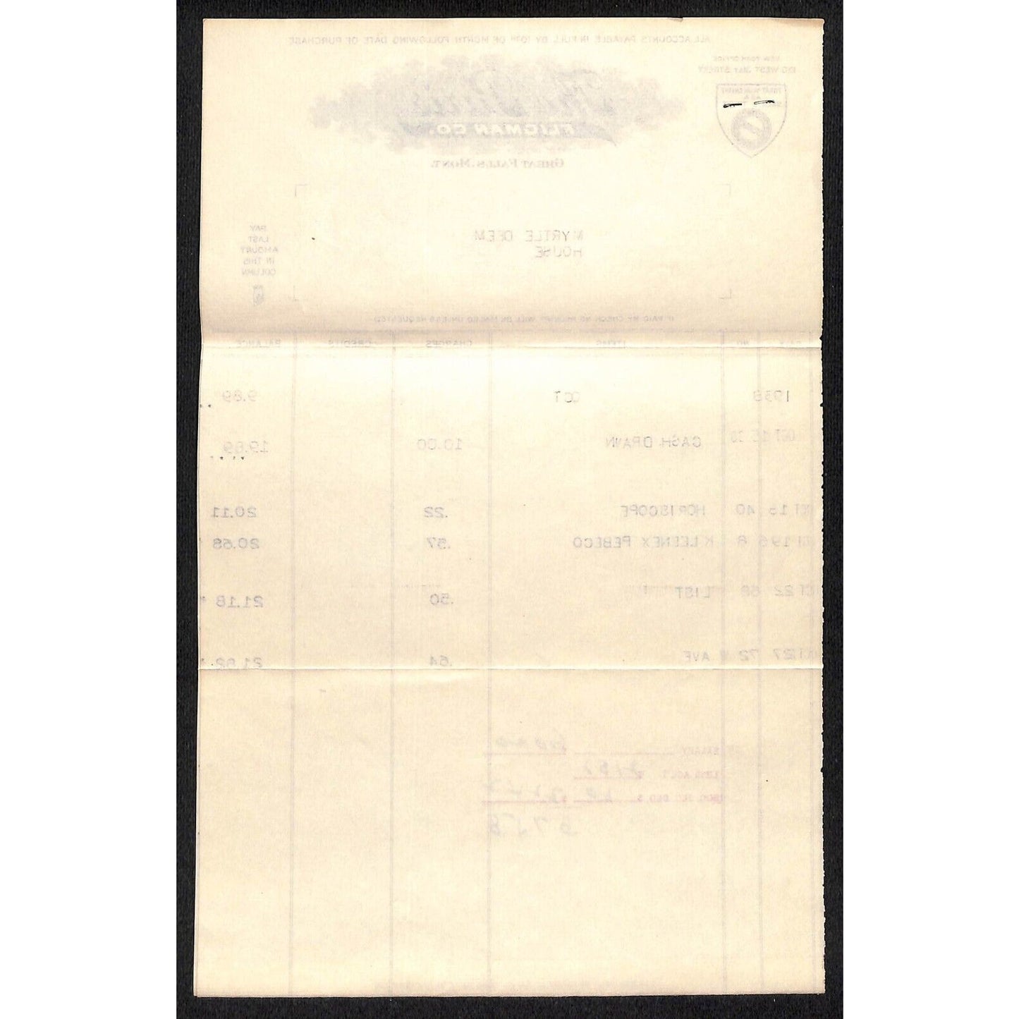 Great Falls, MT The Paris Fligman Co. Sept. 1938 2pp. Statement