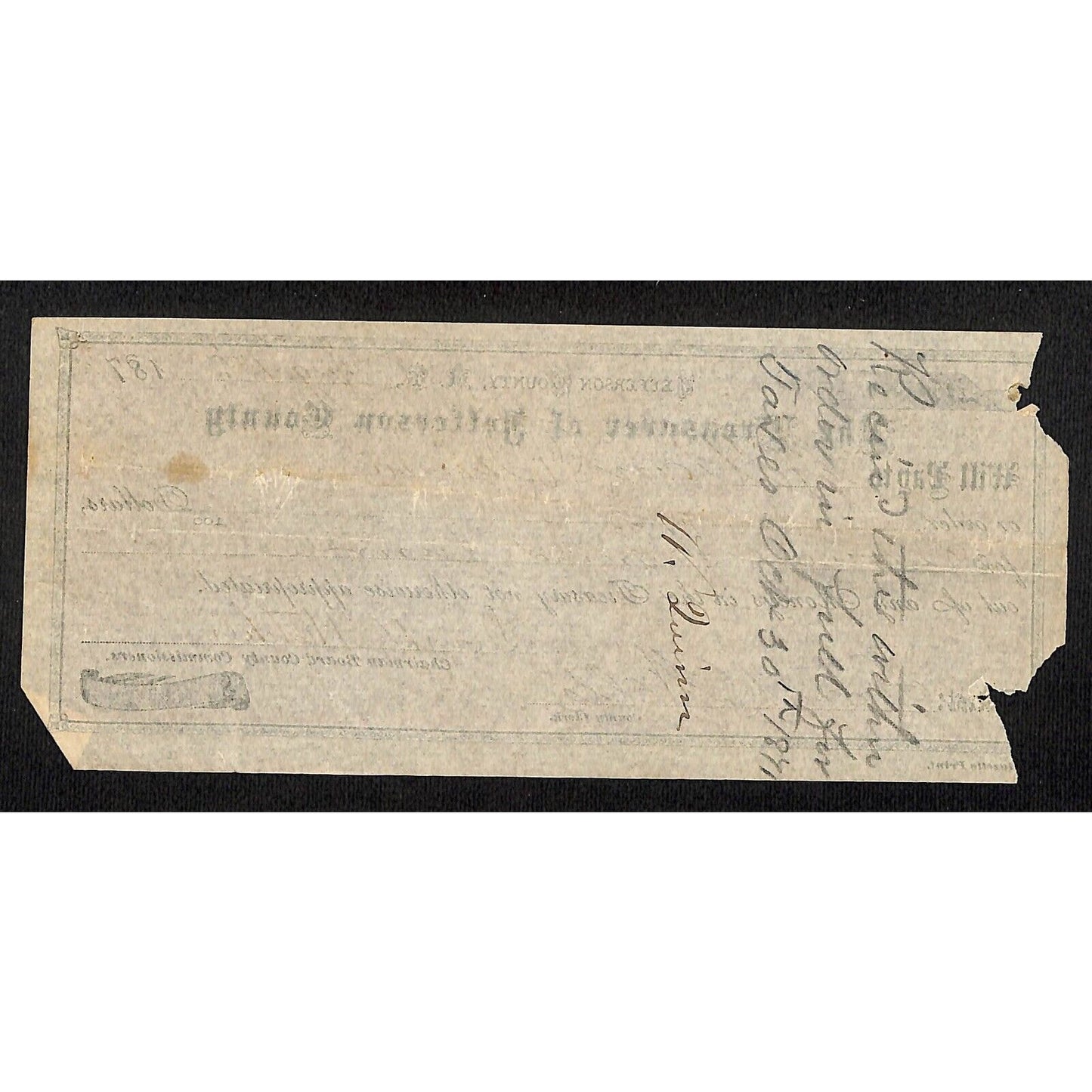 1870 Treasurer of Jefferson County Montana Territory Draft "as Grand Juror"