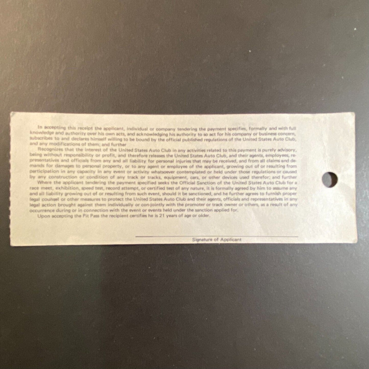 USAC 1969 Pit Pass Stub Auto Racing Races