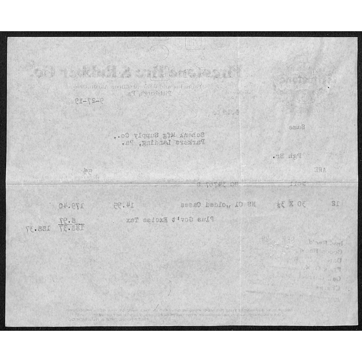Firestone Tire & Rubber Co. Akron, OH / Pittsburgh, PA 1919 Billhead Vignette