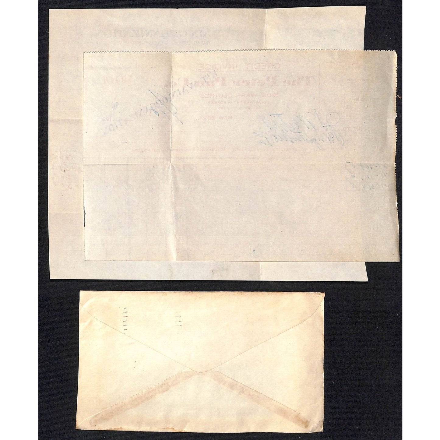 Kit Wan Org. / Peter Pan Co. Boys Clothes NYC / Weitzel 1926 Billhead + Cover