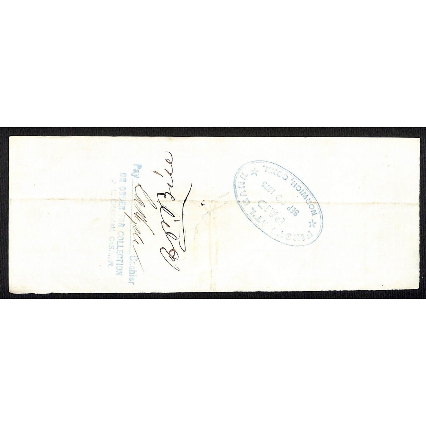 James A. Bill* 1875 Thames National Bank Lyme CT on Rev Stamp Check Stock (#5)