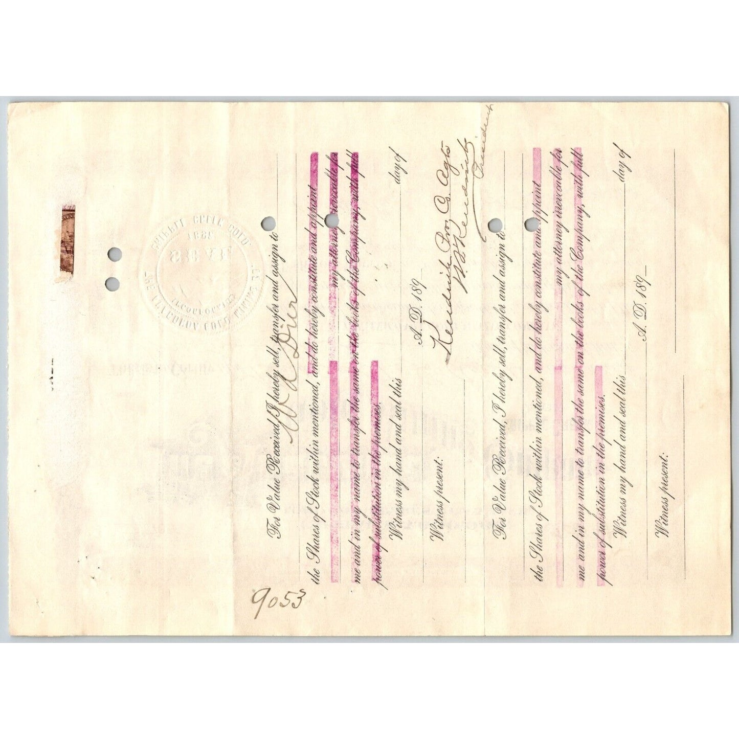 Anaconda Gold Mining Company 1899 Stock Certificate Cripple Creek District #7665