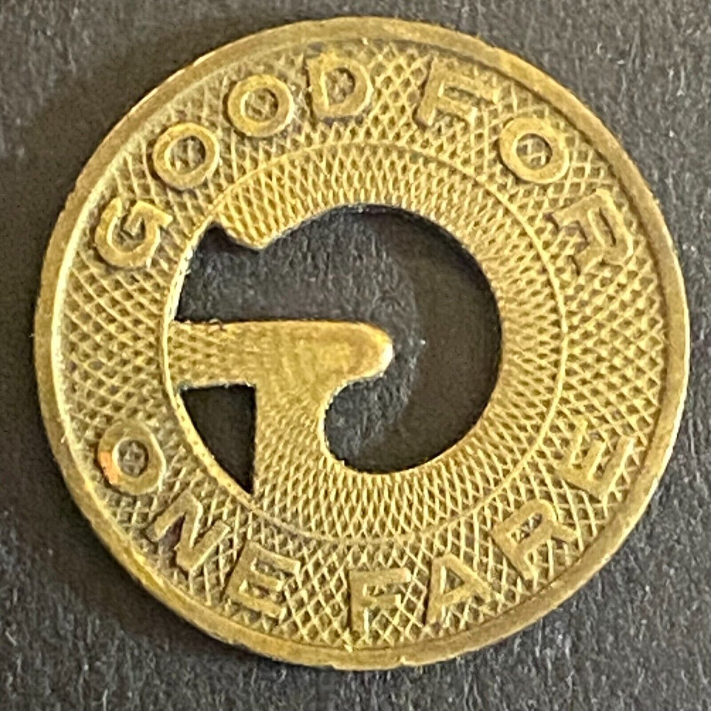 G.I. Transit Grand Island Nebraska G/F One Fare Token 16mm VGC