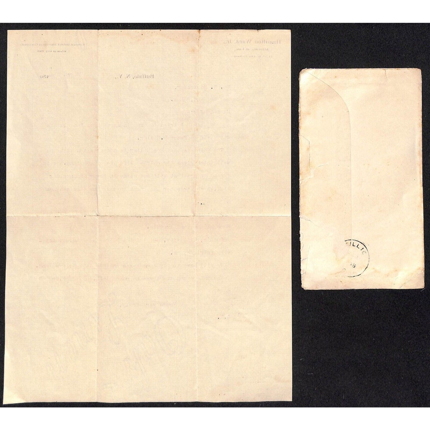 1898 Hamilton Ward Attorney Buffalo, NY TLS "is Dissatisfied With the Will.."