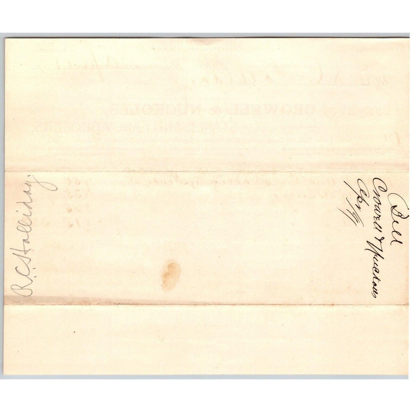 Dillon MT Crowell & Nuckolls Apr. 1891 Billhead Fancy Groceries R.C. Halliday*