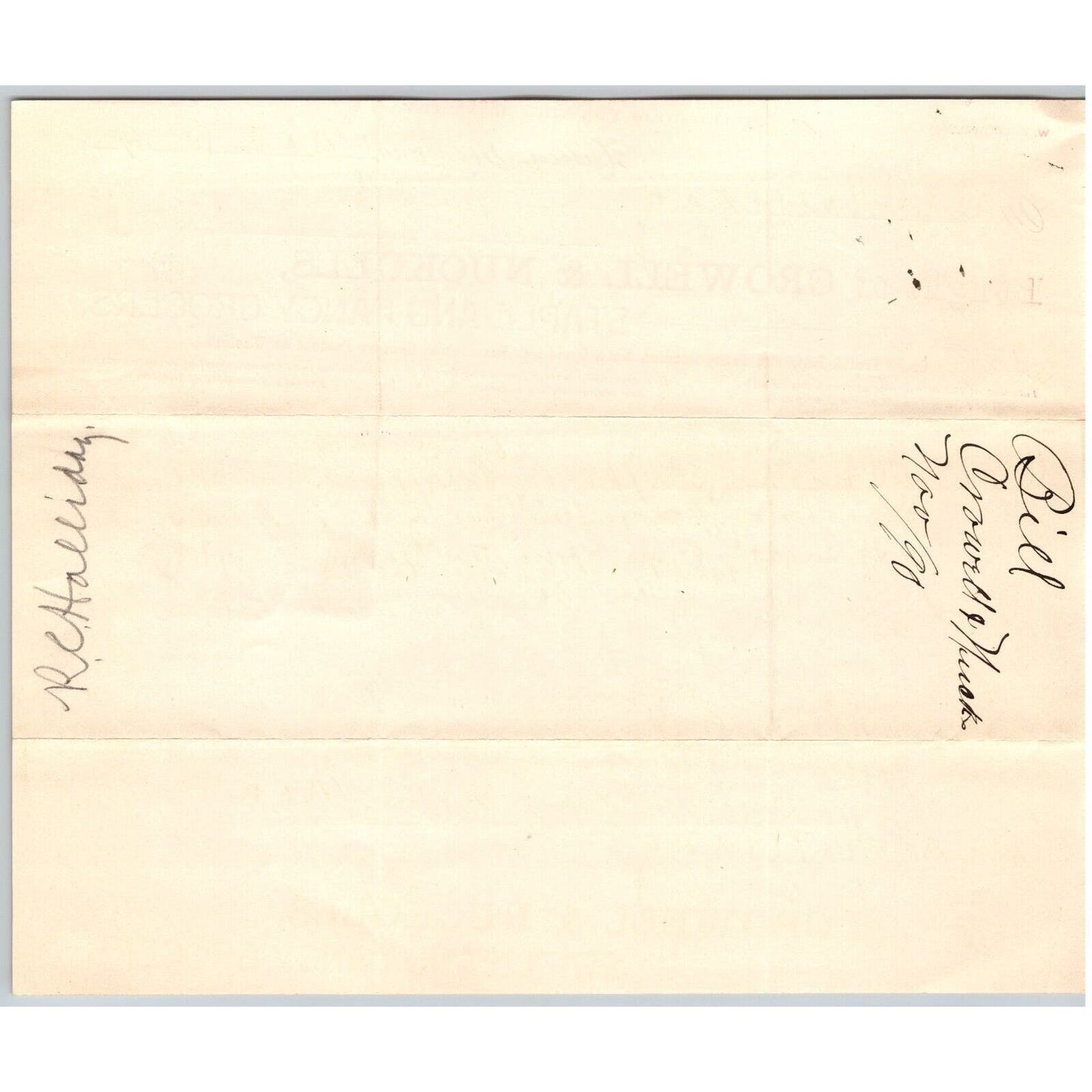 Dillon MT Crowell & Nuckolls Mar. 1890 Billhead Fancy Groceries R.C. Halliday*