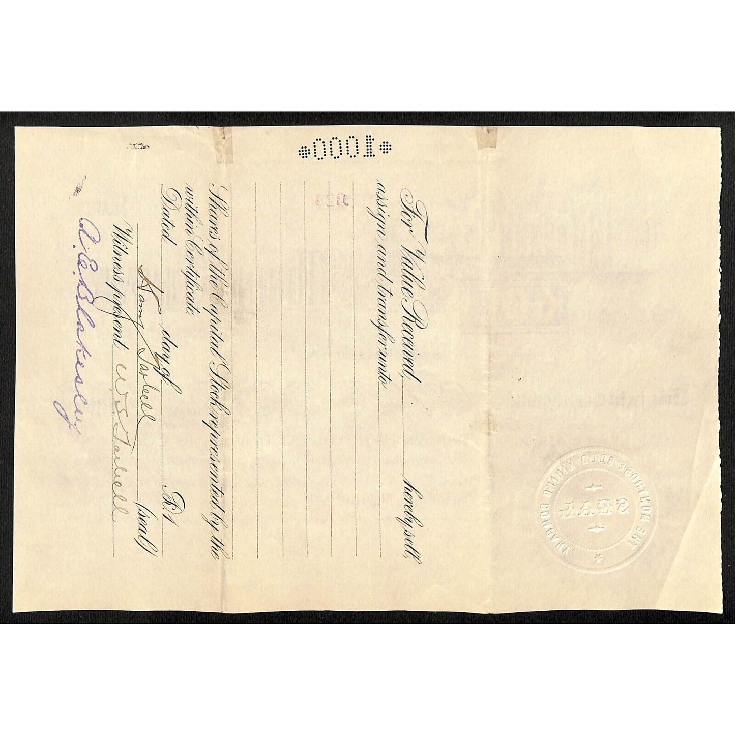 Montrose Gold Mining Co. 1900 Stock Certificate w/ Warren Woods Sig. #323