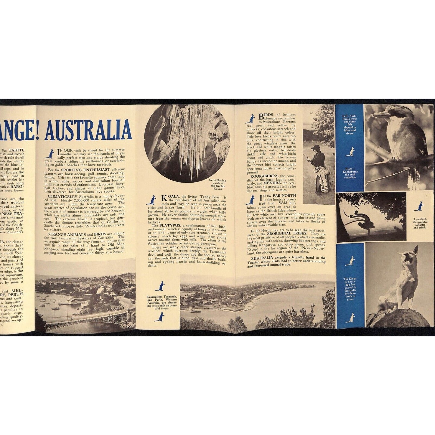 1936 "All Change Australia" Pictorial Single Sheet Travel Brochure 9" x 32"