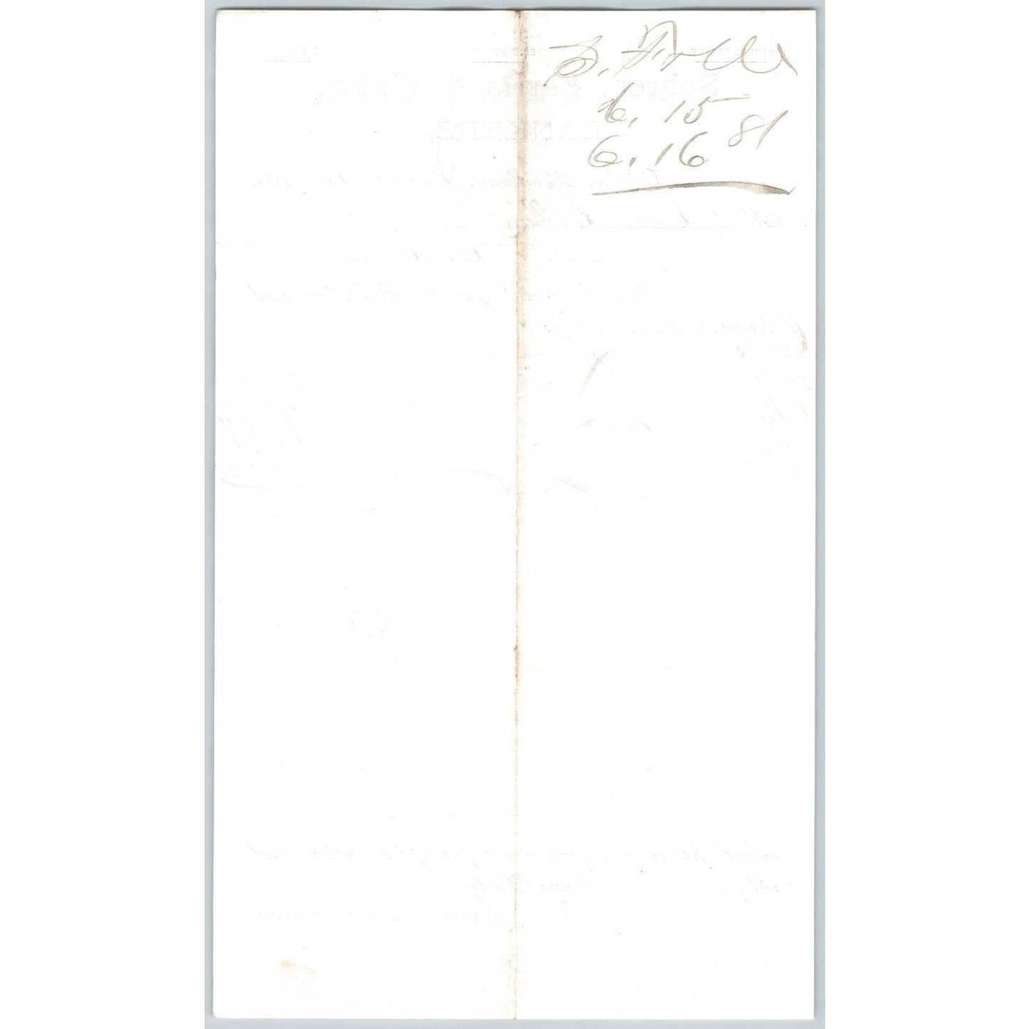 Sebree, Ferris & White Bankers Dillon, MT 6/15 1881 Statement Henry Elling*