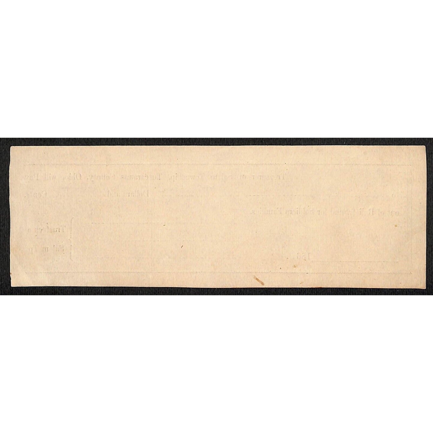 1860's Salem Township, OH Treasurer Relief Fund for Soldiers Families Unused