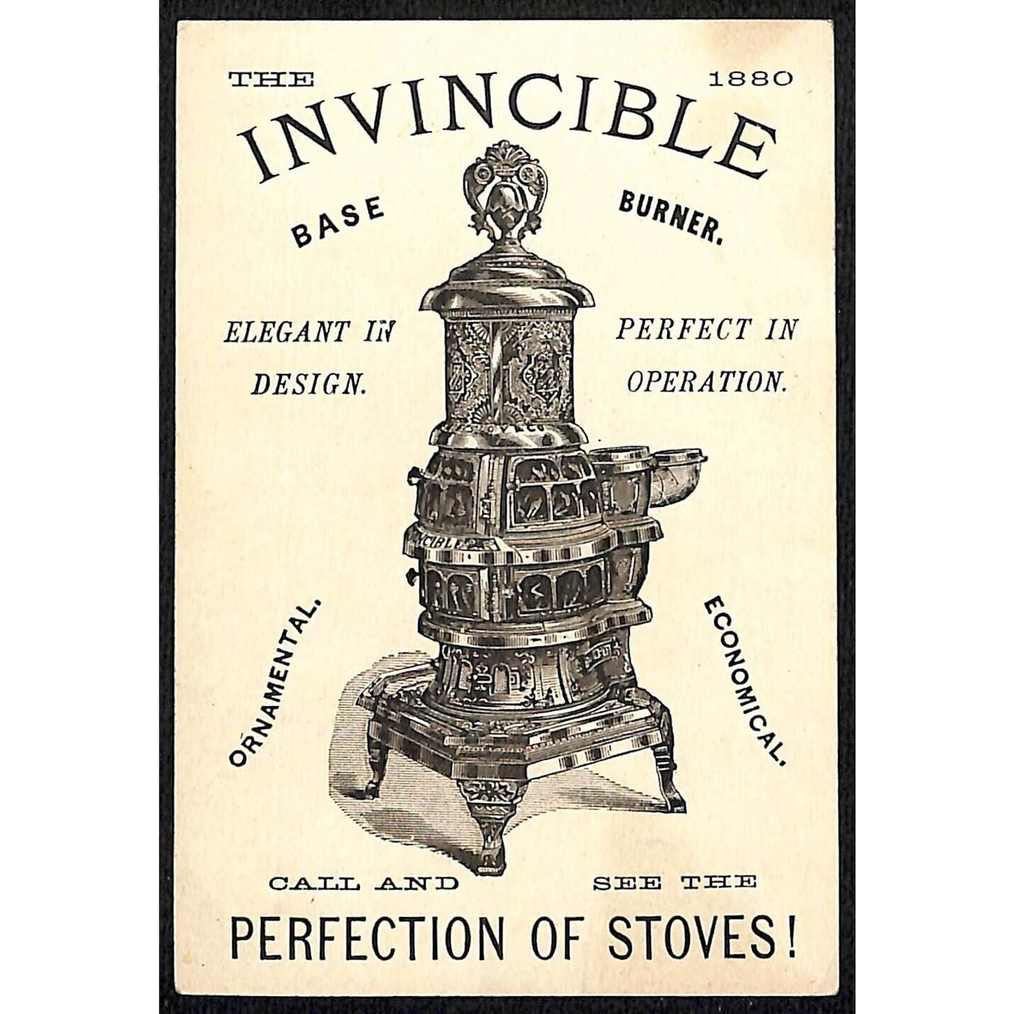 Invincible Base Burner Victorian Trade Card Barefoot Girl Sits Near Shore