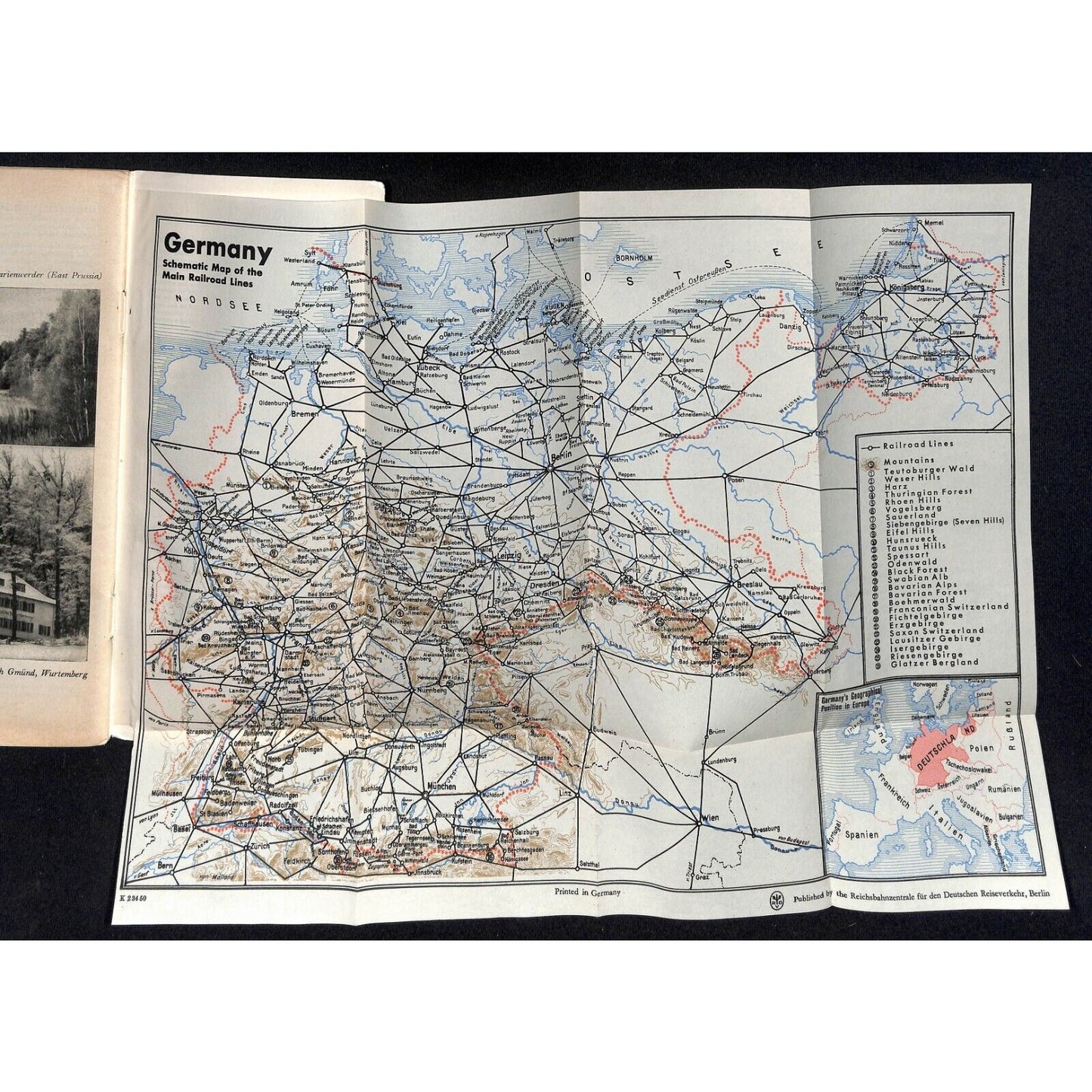 1934 "Travel in Germany" Pictorial Travel Brochure w/ 10 3/4" x 14 FO Map 40pp