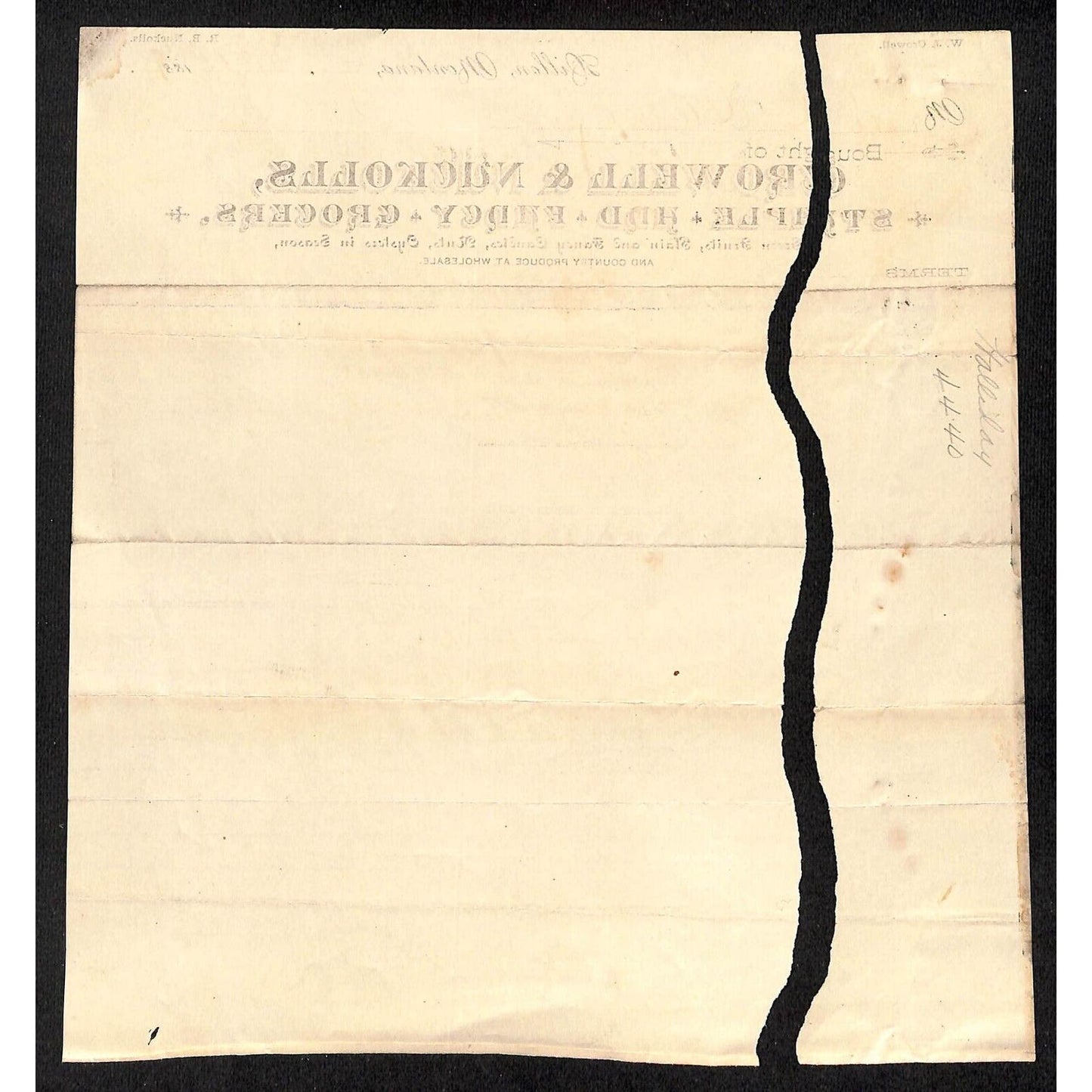 Dillon, MT Crowell & Nuckolls Staple Fancy Goods 1889 Billhead R.C. Halliday*