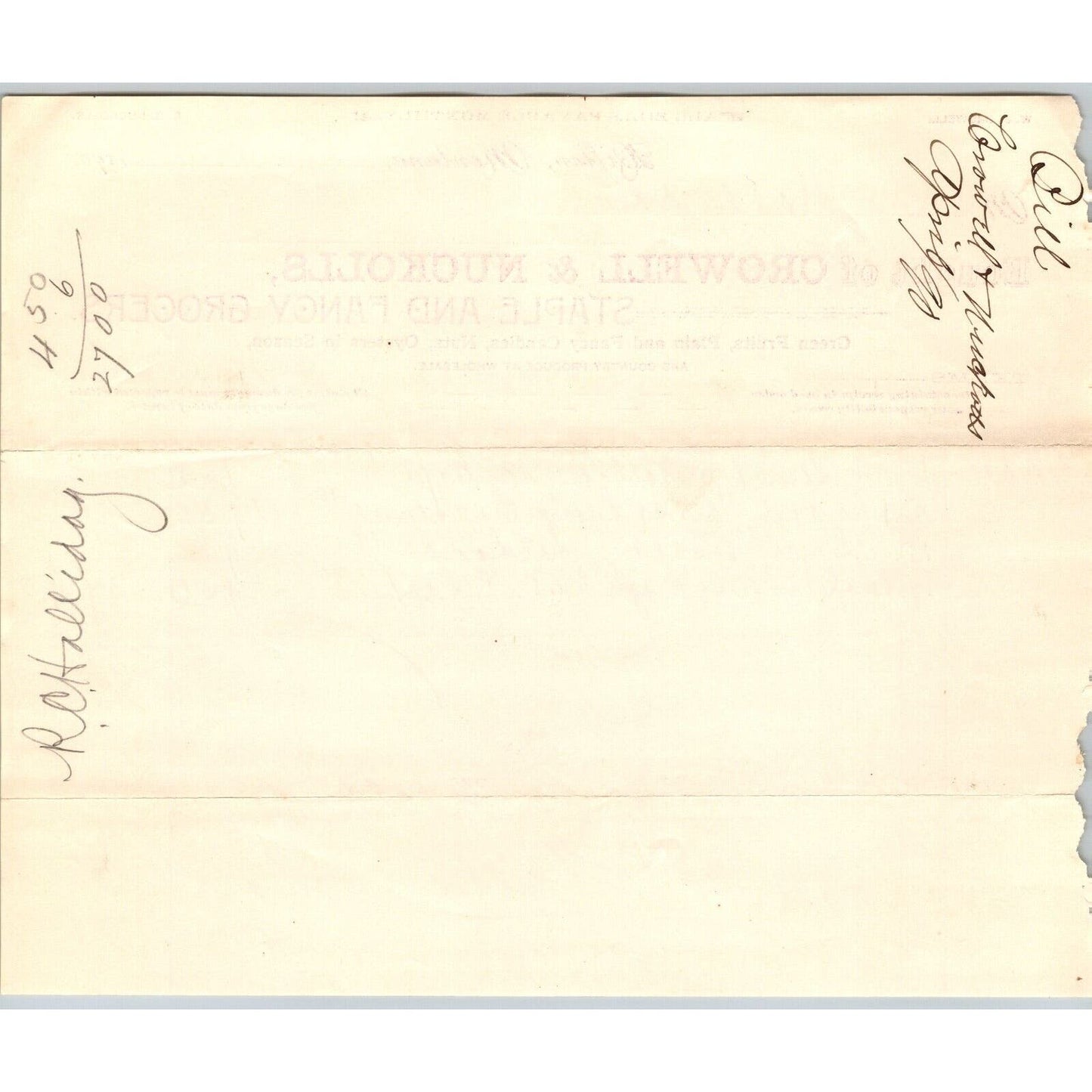 Dillon MT Crowell & Nuckolls Apr. 1890 Billhead Fancy Groceries R.C. Halliday*