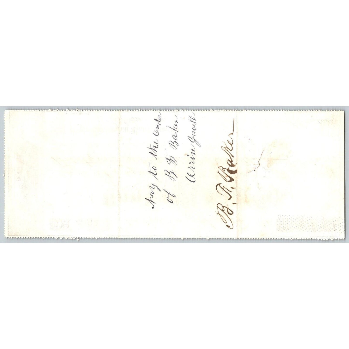 Bank of La Porte Check A. Gowell 1878 Mining Vignette RN-G1 Rev Stamp 4353