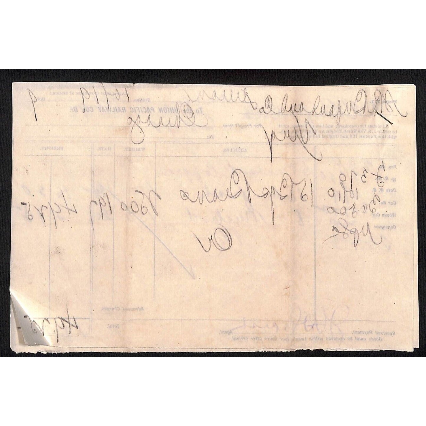 Dillon, MT Sebree, Ferris & White Buford* 5 pcs. 1889 Waybill, Receipt + R.R.