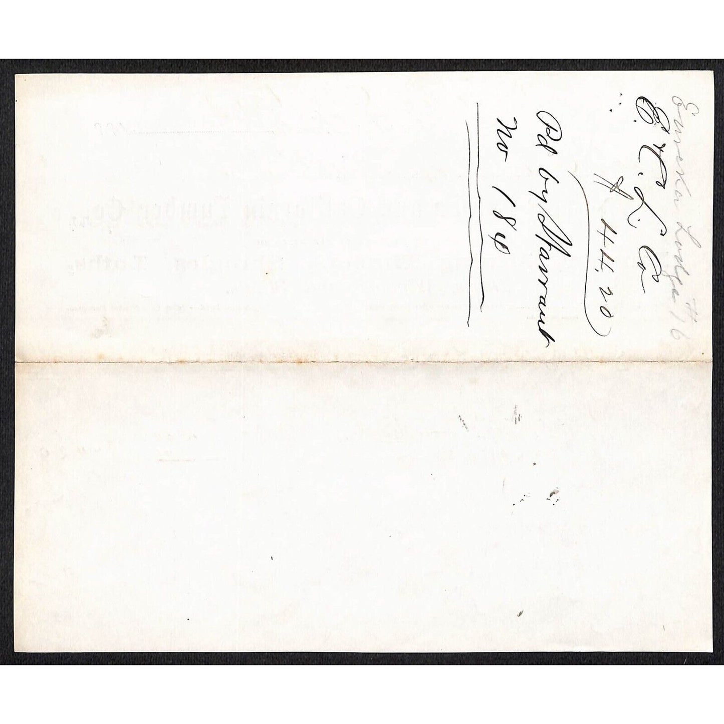 Eureka and California Lumber Co Nevada 1883 Billhead Mining Timbers - VGC Scarce