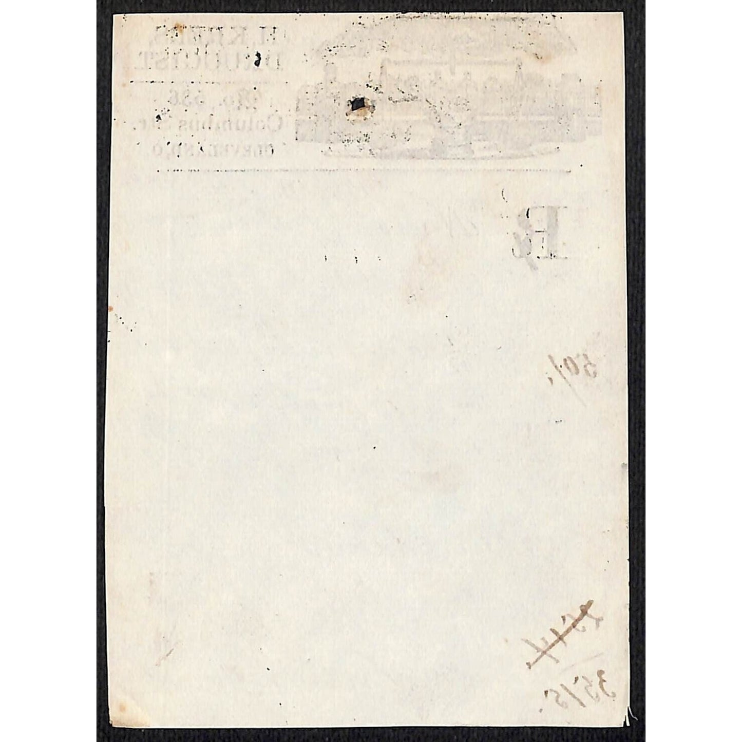 H. Krebs, Druggist Columbus St. Cleveland c1870's* Prescription #3515